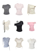 T-shirt imprimé polyvalent et tendance pour femme, col rond, manches courtes, respirant, en polyester/coton, haute qualité, vente chaude