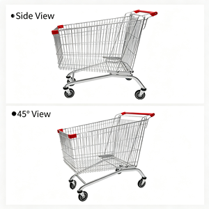 Chariot de courses de supermarché grande capacité 340L avec roues pivotantes silencieuses, chariot robuste en treillis métallique pour usage en épicerie, kit complet - Product Image 2