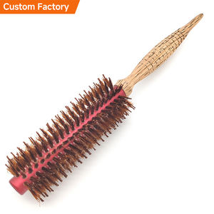 Brosse à cheveux professionnelle en gros, petite brosse ronde à poils de sanglier avec corps en aluminium pour le coiffage des cheveux courts masculins - Product Image 1