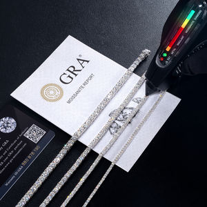 Moissanite Tennis <span class=keywords><strong>uomo</strong></span> donna 18K 14K oro bianco placcato <span class=keywords><strong>925</strong></span> <span class=keywords><strong>argento</strong></span> Sterling VVS taglio rotondo GRA certificato laboratorio collana di diamanti <span class=keywords><strong>catena</strong></span> - Product Image 2