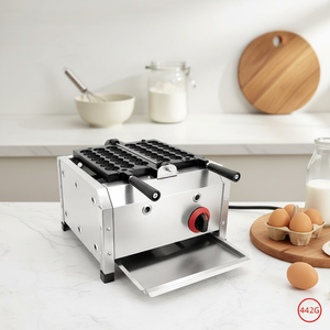 Machine à gaufres belges industrielle au gaz en forme d'églantier confit pour le service de petit-déjeuner en buffet d'hôtel - Product Image 1
