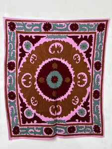 Vibe India Cotton Suzani Throw <b>Blanket</b> Embroidery Bedspread Uzbek Suzani Embroidery Wall Hanging Boho Home Decor Customized - Product Image 3
