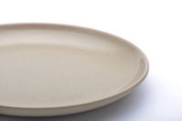 Assiette de service en fibre de coque de riz polie de luxe, 20 cm, qualité alimentaire, personnalisable, couleur naturelle, pour la restauration en gros