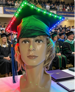 Chapeaux de graduation universitaires DAMAI à LED avec pompons fluorescents et éclairage à piles pour les fêtes - Product Image 3