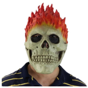 Costume <span class=keywords><strong>de</strong></span> Cosplay d'halloween réaliste personnalisé, fête d'horreur effrayante, tête complète, cheveux rouges, masques en Latex <span class=keywords><strong>de</strong></span> crâne - Product Image 1