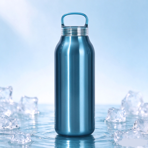 <span class=keywords><strong>Bouteille</strong></span> d'eau en acier inoxydable à prix <span class=keywords><strong>de</strong></span> gros avec poignée, gourde isotherme à double paroi anti-fuite pour le camping en plein air - Product Image 1