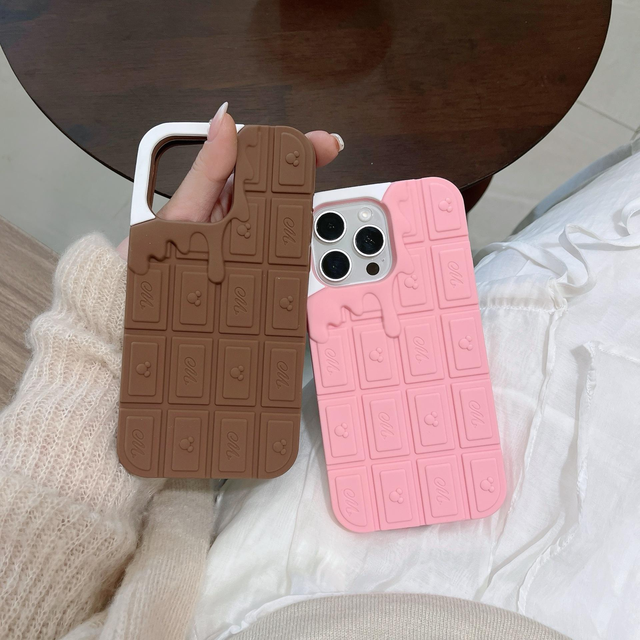 Cute Chocolate Mickey Silicone Mobile Phone Case for iPhone 16 15 14 13 12 Pro Max Cartoon Cream Cookies Shockproof Back Cover