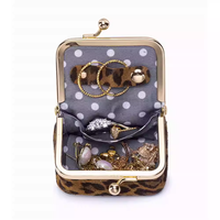 Nouveau sac à bijoux Hisera en cuir de vachette imprimé léopard, mini sac pour bagues, colliers, boucles d'oreilles, accessoires de nez, avec fermeture à boucle