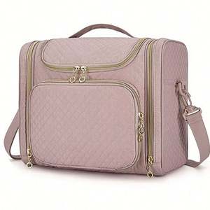 Sac de toilette portable pour femmes, avec logo personnalisé, noir, avec poignée, pour ranger les rasoirs, les cosmétiques et les accessoires de maquillage - Product Image 3