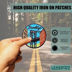 Brooklyn New York City Embroidery Nonwoven Felt 3-Inch Iron-<b>On</b> <b>Sew</b>-<b>On</b> Travel Applique <b>Patch</b> for Bags Various Colors - Product Image 4