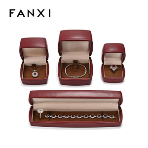 Caja de Embalaje para Collares y Anillos FANXI, Cajas de Joyería de Microfibra, Caja de Embalaje de Joyería de Cuero Personalizada con Logotipo - Product Image 1