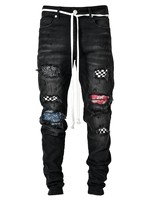 Jeans Patchés Homme 2026 – Pantalon Déchiré Tendance de Qualité avec Écussons