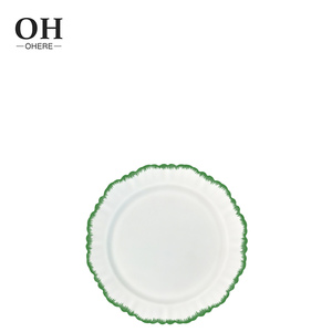 Nhà Máy Bán buôn 4 cái màu xanh lá cây <span class=keywords><strong>Tulip</strong></span> hang-Made xương Trung Quốc tấm đồ ăn <span class=keywords><strong>Set</strong></span> cho đám cưới cho thuê - Product Image 5