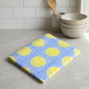 <b>Lemon</b> Print Poplin Fabric 53/54" Width Blue White Woven Medium Weight Breathable 100GSM Home Textile for Girls - Product Image 5