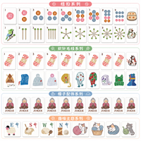 Ensemble de Mahjong Américain Premium avec Tuiles en Acrylique à Motifs de Dessins Animés Mignons et Personnalisés pour la Vente en Gros et au Détail, Collection de Jeux