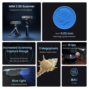 เครื่องสแกน 3 มิติ รุ่น High-Accuracy Mini 2 แสงสีฟ้า ความแม่นยำสูงด้วยเลเซอร์ ความเร็วสแกนสูง สำหรับงานอุตสาหกรรม รองรับการพิมพ์แบบ FDM ขนาด 1.75 มม. วัสดุอะลูมิเนียม - Product Image 3