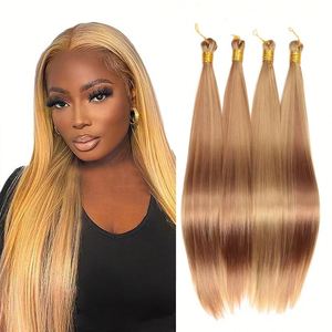 Extensiones de Cabello Trenzado Liso Sedoso de Alta Temperatura en Colores Negro, Marrón y Rubio - Material Sintético - Product Image 1