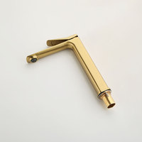 Robinet de lavabo haut en laiton brossé doré, mitigeur monocommande chaud/froid anti-éclaboussures pour salle de bain de luxe, maison ou hôtel