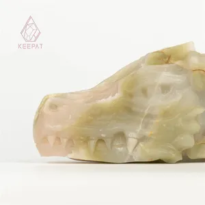 Großhandel niedriger Preis Kristalle Heilung Stein einzigartige afghanische Jade Schafkopf-Schnitzerei als Geschenke