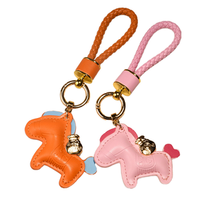 DZ Trendy Cowhide Leather Pony <b>Light</b> Keychain Pendant Durable Lightweight Metal for Car & Bag Cute - Product Image 1