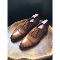 Chaussures de mariage pour homme, fabrication exquise, en cuir véritable marron, lacets, sur mesure, Goodyear Welted, faites à la main, respirantes