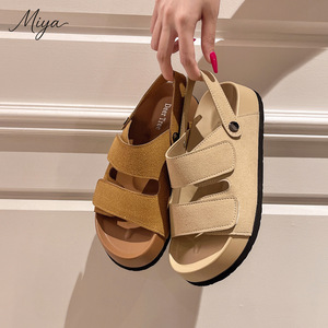 Sandalias <span class=keywords><strong>de</strong></span> Plataforma EVA con Doble Correa Cruzada <span class=keywords><strong>de</strong></span> PU y Cierre <span class=keywords><strong>de</strong></span> Velcro, Punta Abierta y Suela <span class=keywords><strong>de</strong></span> Goma, Última Moda 2026 para Mujer - Product Image 1