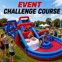 Parcours d'obstacles gonflable commercial personnalisé, grand jeu interactif en PVC pour événements extérieurs, carnaval, team building, location commerciale