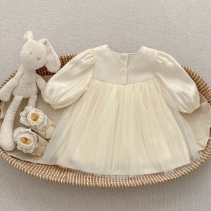 Vestito Primaverile e Autunnale per Bambina in Cotone a Maniche Lunghe con Fiocco e <span class=keywords><strong>Tulle</strong></span>, Tutina per Neonata - Product Image 4