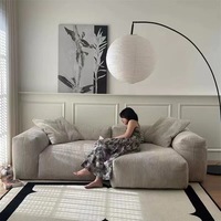 Modernes Cremefarbenes Cord-Ecksofa-Set im Schlichten Stil, Einfaches Schlafsofa für Kleine Wohnungen und Wohnzimmer