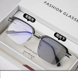 Alta qualidade Half Frame moda fotocromático óculos armação óptica óculos quadros anti luz azul óculos