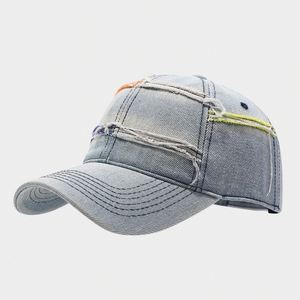 2025 Summer Two Tone Distressed Dad Hat Denim Baseball Cap for Women Men <b>Sun</b> <b>Shade</b> - Product Image 5