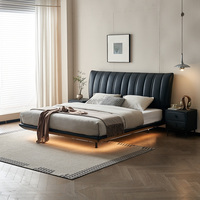 116187 Quanu nouveau Design tête de lit haute Design doux lit Double en bois et en cuir lit king en cuir pour la maison