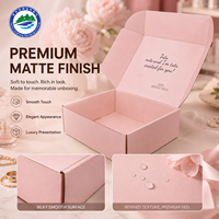 Nouvelles boîtes d'expédition en carton ondulé rose haut de gamme, personnalisées, étanches, avec lamination mate, doublure en mousse et logo