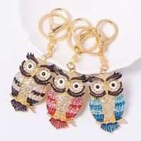 Porte-clés hibou créatif et mignon en alliage de zinc, incrusté de diamants, avec chaîne pendentif, coloré, de luxe, tendance, cadeau d'affaires Junge