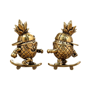 全新黄铜滑板菠萝小雕像抽象工艺品餐桌装饰品仿古 - Product Image 4