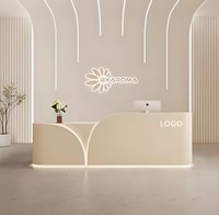Comptoir de réception moderne en marbre B108 avec éclairage RGB, comptoir commercial personnalisé pour bar d'e-sport, cybercafé, hôtel