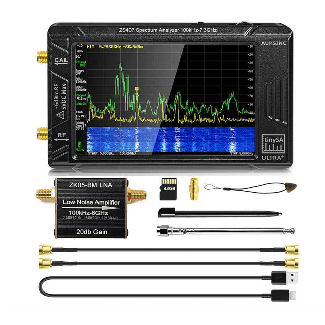 TinySA ULTRA ZS407 4-inch Screen Handheld RF Spectrum Analyzer with 100k-7.3GHz Signal Generator