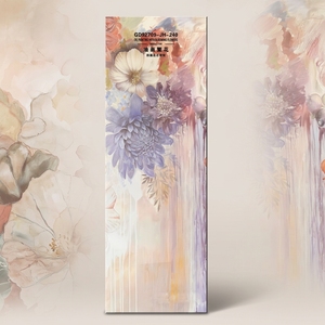 Lujosa Losa de Piedra Sinterizada con Diseño Floral de Pintura al Óleo, Arte sin Juntas, 900x2700mm, Empalme Continuo en 4 Direcciones para Fondo de Cabecera de Villa - Product Image 1
