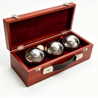 Lot de 3 boules de pétanque en acier de 73 mm avec mesureur en plastique et cordon pour fêtes en plein air