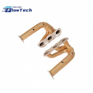 ท่อร่วมไอเสียแบบไหลสูงพร้อมแผ่นกันความร้อนสีทองสำหรับ Porsche 911 997.1 3.6L - Product Image 3