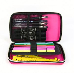 Boîte à crayons en métal rose de haute qualité, mignonne, pour enfants, avec fermeture éclair, en EVA rigide, pour l'école, le bureau, les voyages - Product Image 1