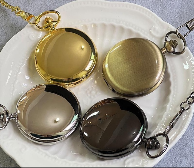 Hot Selling Smooth and Bright Fashion Retro Two-faced Quartz Pocket Watches