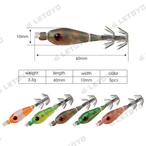 LETOYO – leurre flottant souple de type calmar, appât artificiel idéal pour la pêche en mer, au TATAKI ou à la poulpe, 5 pièces par sachet, 3.3g, 60mm - Product Image 2