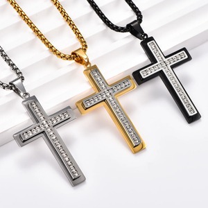 Pendentif Croix Chrétienne Vintage en Zircon avec Collier, Amulette de Prière en Acier Inoxydable, Bijou de Foi, Cadeau - Product Image 5