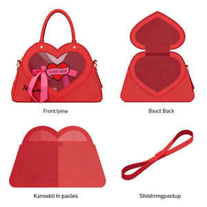 Sac à bandoulière personnalisé double cœur Ita Bag pour la Fête des Mères, design original, avec fenêtre transparente et poignée - Product Image 2