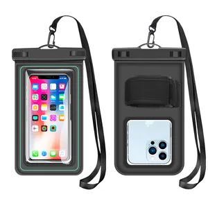 Flottant IPX8 universel écran tactile étanche pochette pour téléphone PVC éponge étanche coque de téléphone avec lanière réglable et brassard