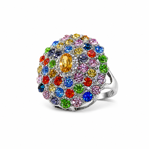 Anello Floreale Stellato per la Notte di Natale, Gioiello di Moda con Gemme Colorate per Donne - Product Image 1