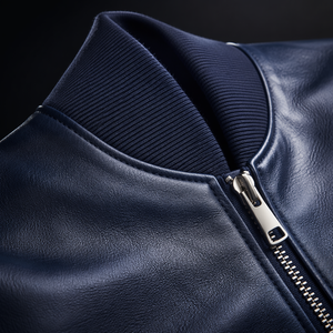 Men's Faux Leather Bomber <b>Jacket</b> Full Zip PU Leather <b>Slim</b> <b>Fit</b> Varsity <b>Jacket</b> with Ribbed Collar Cuffs and Hem - Product Image 3