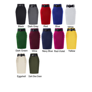 <span class=keywords><strong>Jupe</strong></span> crayon <span class=keywords><strong>courte</strong></span> pour <span class=keywords><strong>femme</strong></span>, bleu marine, à détail froncé, très extensible, bon marché, KK000271 - Product Image 6