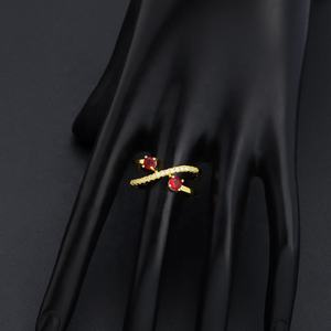 New Arrival 24K Gold Plated Brass <b>Open</b> Cross <b>Ring</b> Fashion Design Zircon <b>Rings</b> for Women-for Engagement Gift or Party - Product Image 5